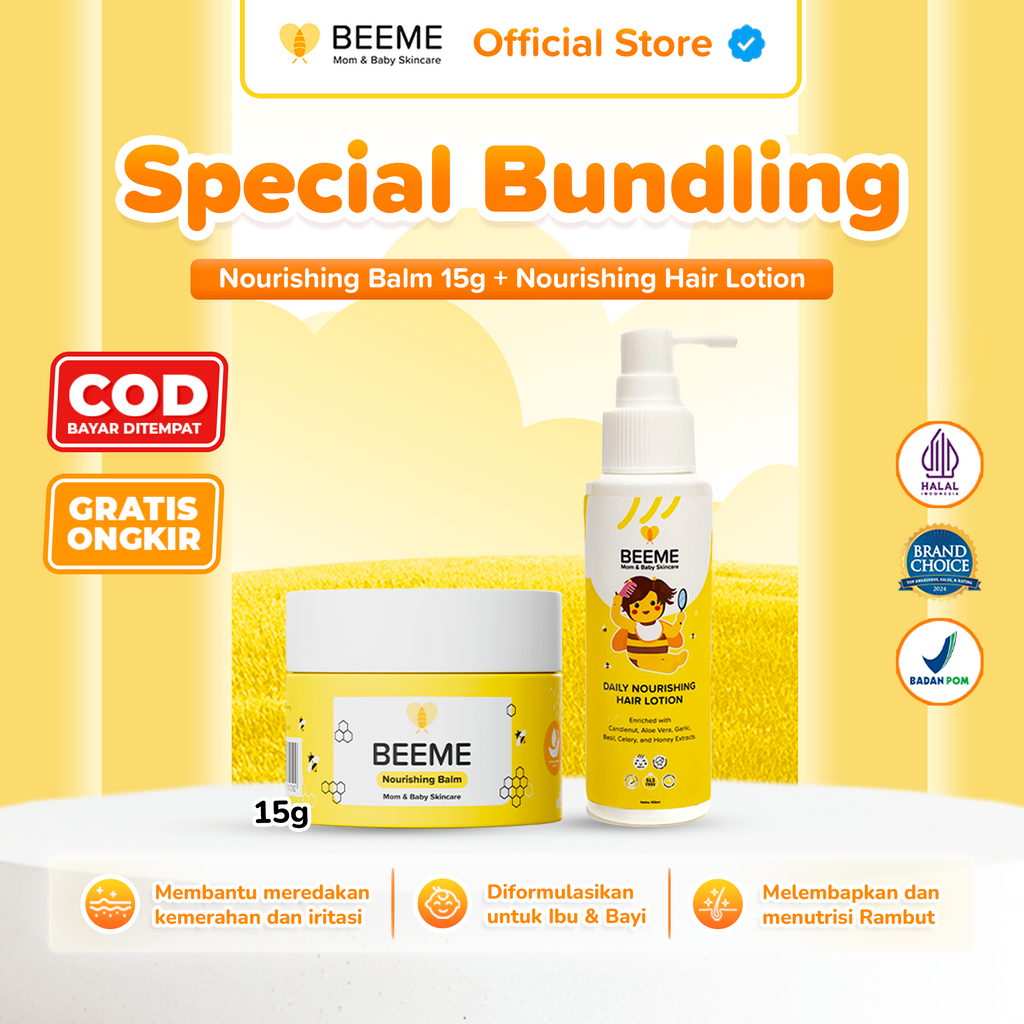 Paket Beeme Nourishing Balm 15g + Daily Nourishing Hair Lotion 100ml
