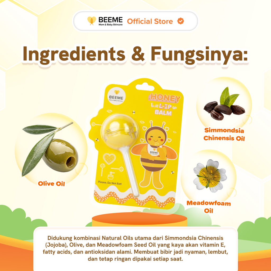 Paket Beeme Nourishing Balm 15g + Honey Lollipop Balm 7g