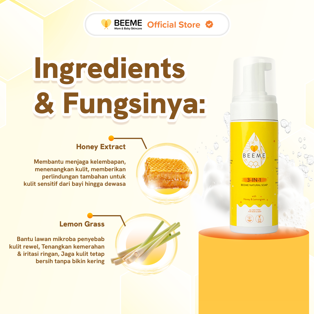 Paket Beeme Natural Soap 3 in 1 + Honey Sunscreen Lotion SPF 50+++ 25g