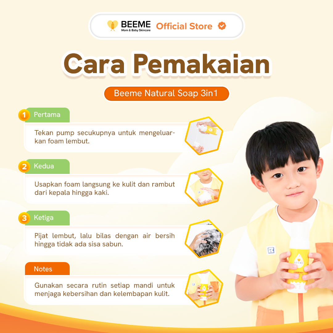 Paket Bundling (2pcs) Beeme Natural Soap 3 in 1 with Honey & Lemongrass