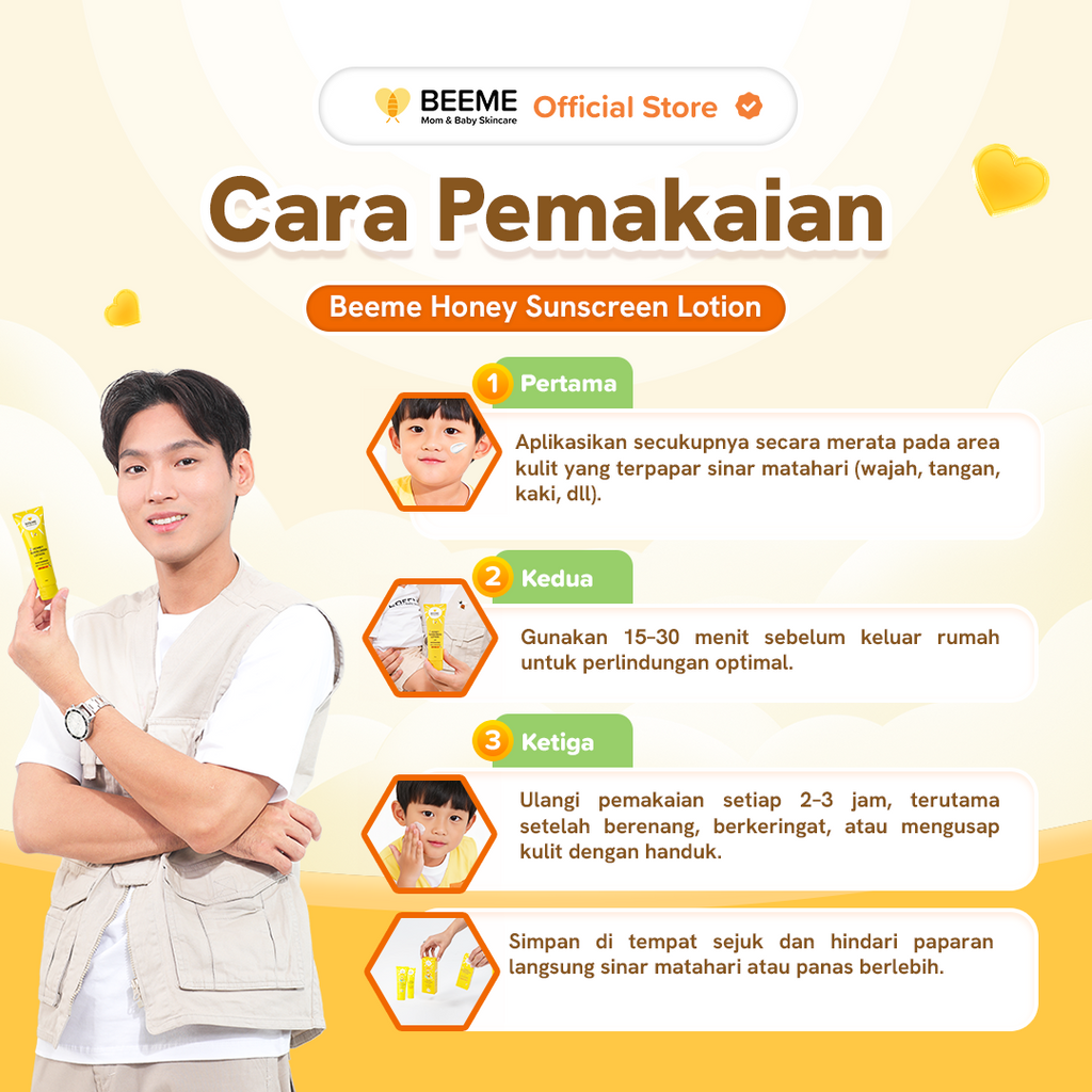 Paket Bundling (2pcs) Beeme Honey Sunscreen Lotion SPF PA++ 50+++ with Niacinamide 25g