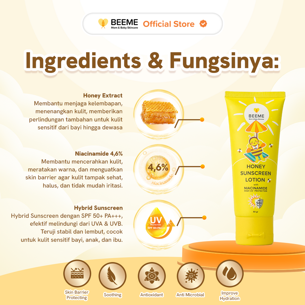 Beeme Honey Sunscreen Lotion SPF 50+++ 50g