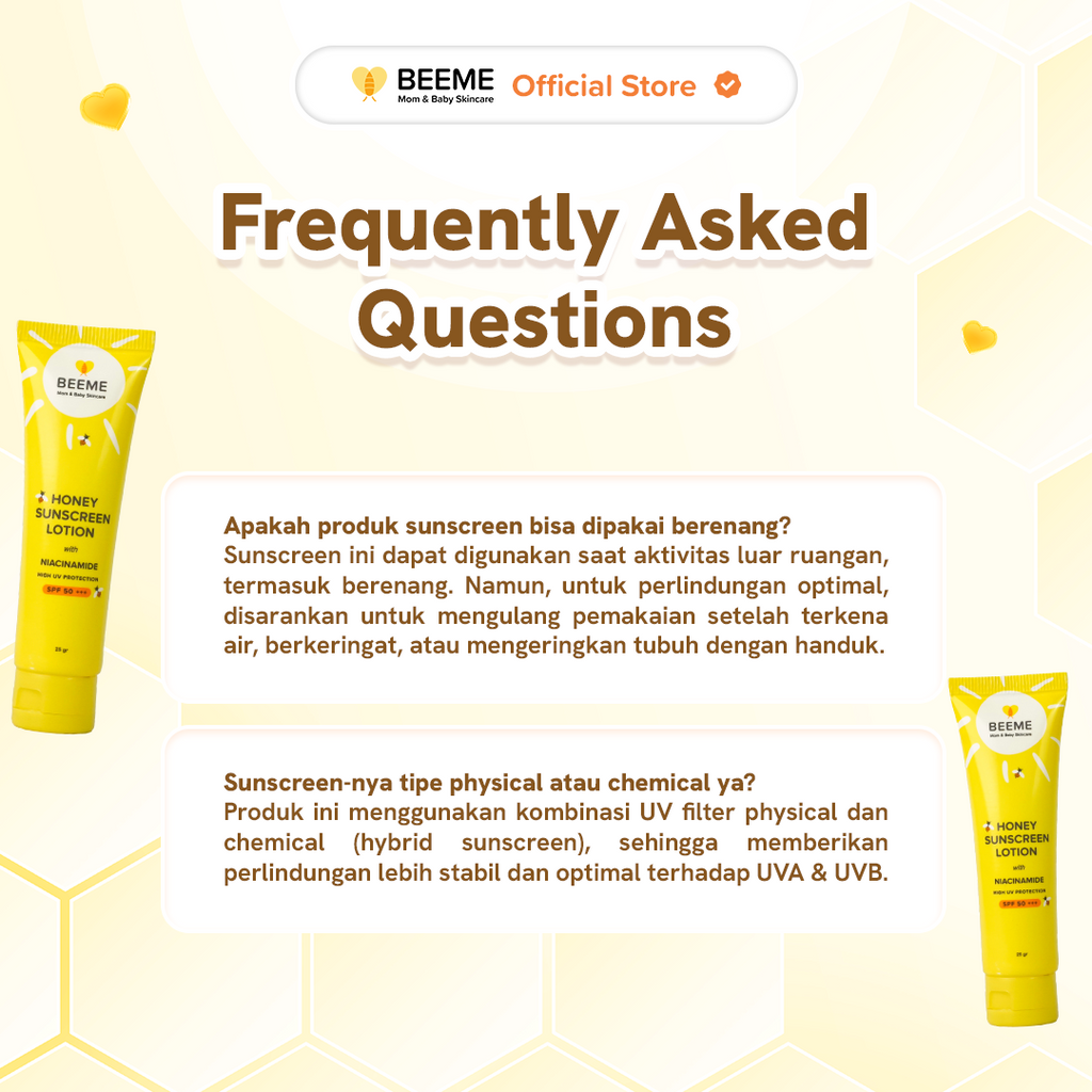 Paket Bundling (2pcs) Beeme Honey Sunscreen Lotion SPF PA++ 50+++ with Niacinamide 25g