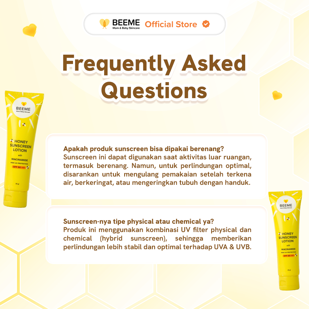 Paket Bundling (2pcs) Beeme Honey Sunscreen Lotion SPF PA++ 50+++ with Niacinamide 25g